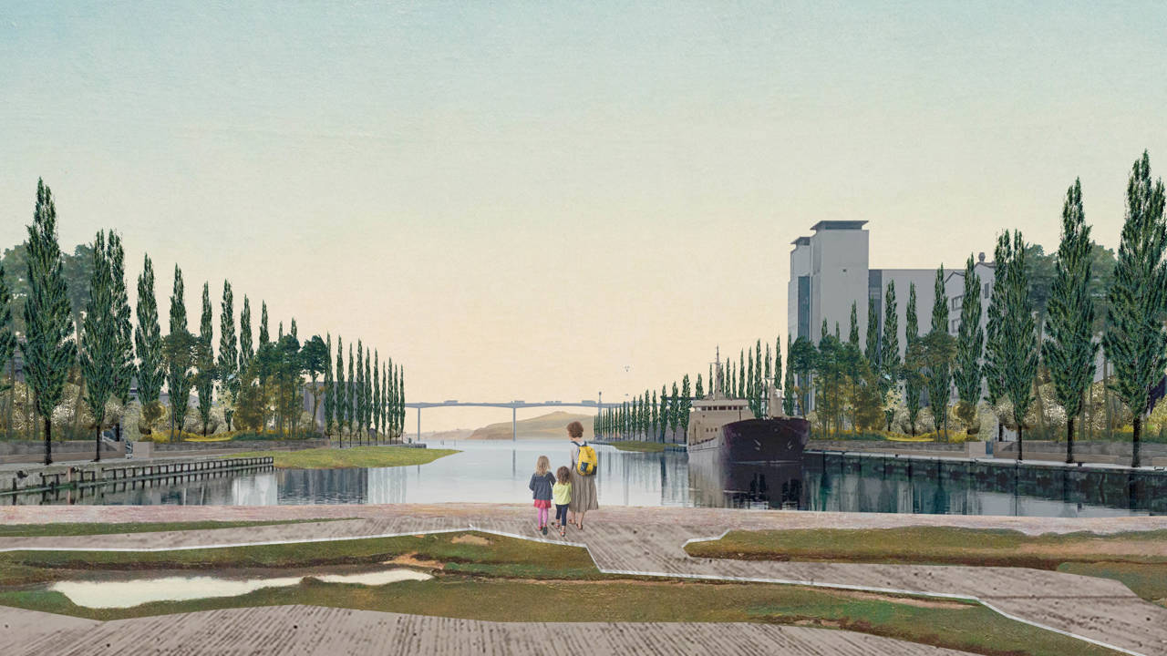 "Mens vi venter på vandet" er tegnet af arkitekterne Jonathan Houser og Jonas Johansen og vandt andenpladsen.