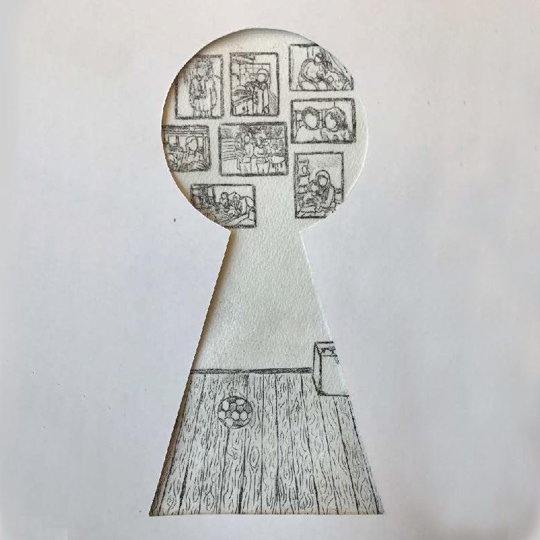 Astrid Hamsen, Spaces from my childhood, tegning, Holstebro Gymnasium