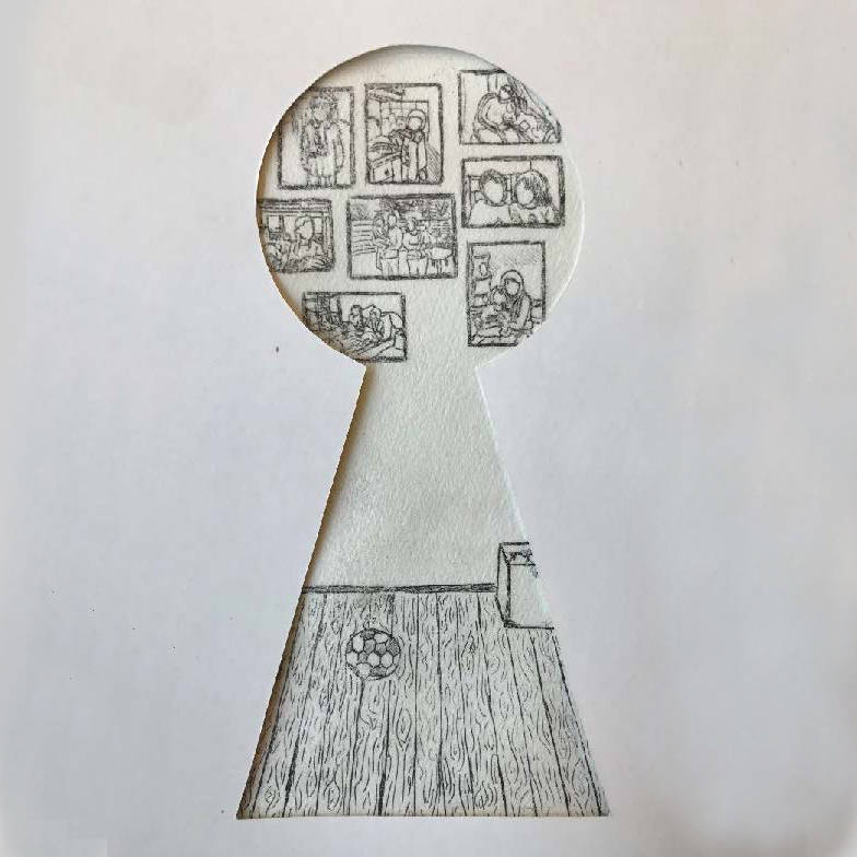 Astrid Hamsen, Spaces from my childhood, tegning, Holstebro Gymnasium