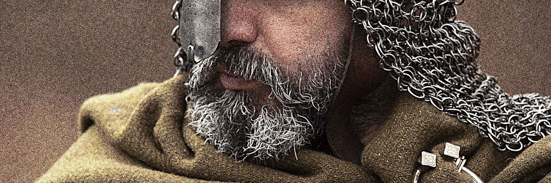 Viking i hjelm og ringbrynje med grøn kappe