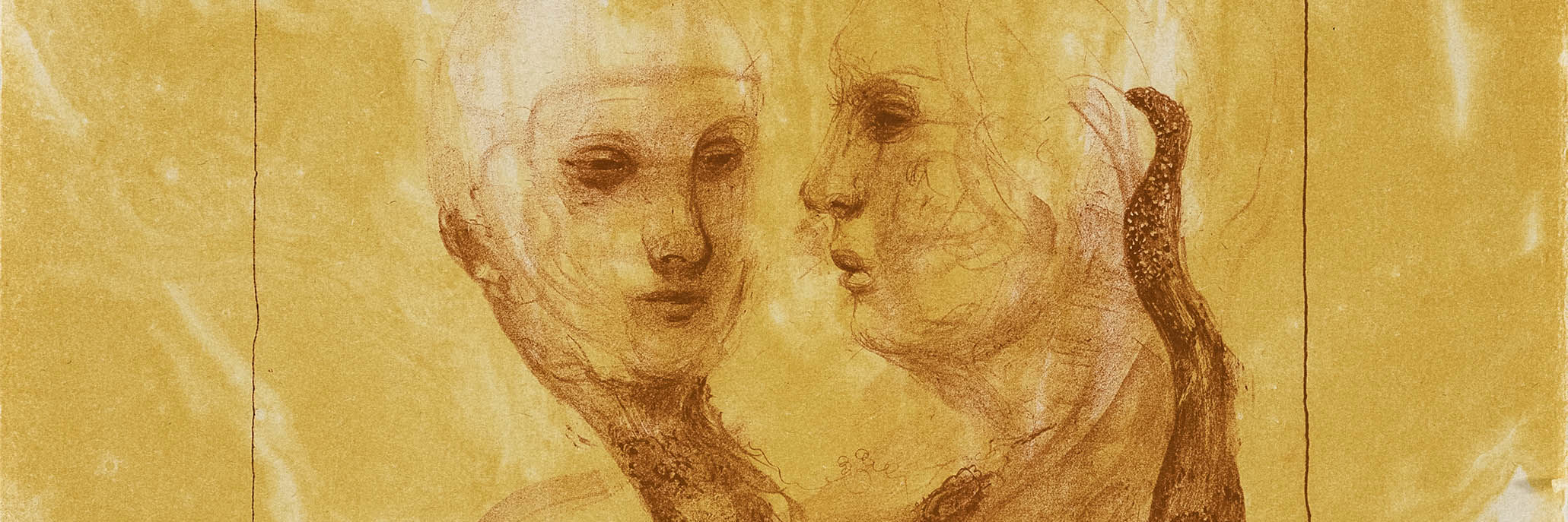 Kunstværk: gult med ansigter