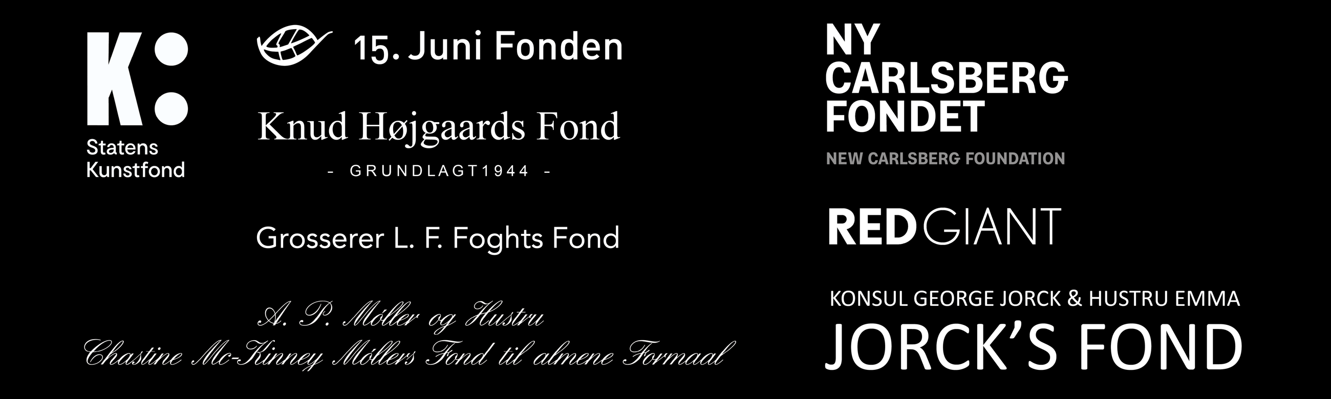 Fonde og sponsorer der har støttet udstillingen