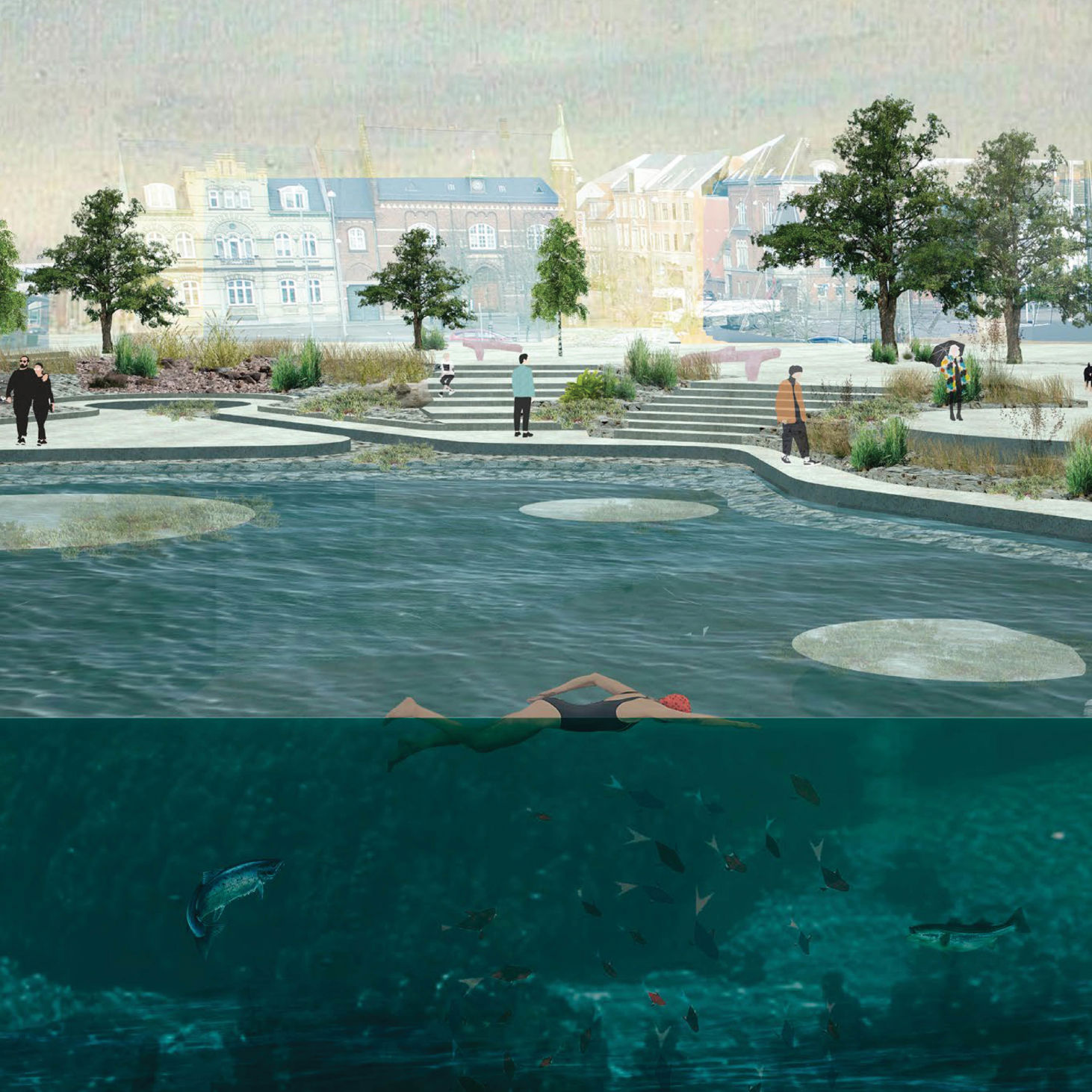 Vinderforslaget Membranen kommer fra de to landskabsarkitekter Josephine Philipsen og Andrés Hernández Wiliamson og kunstneren Louisa Brando.