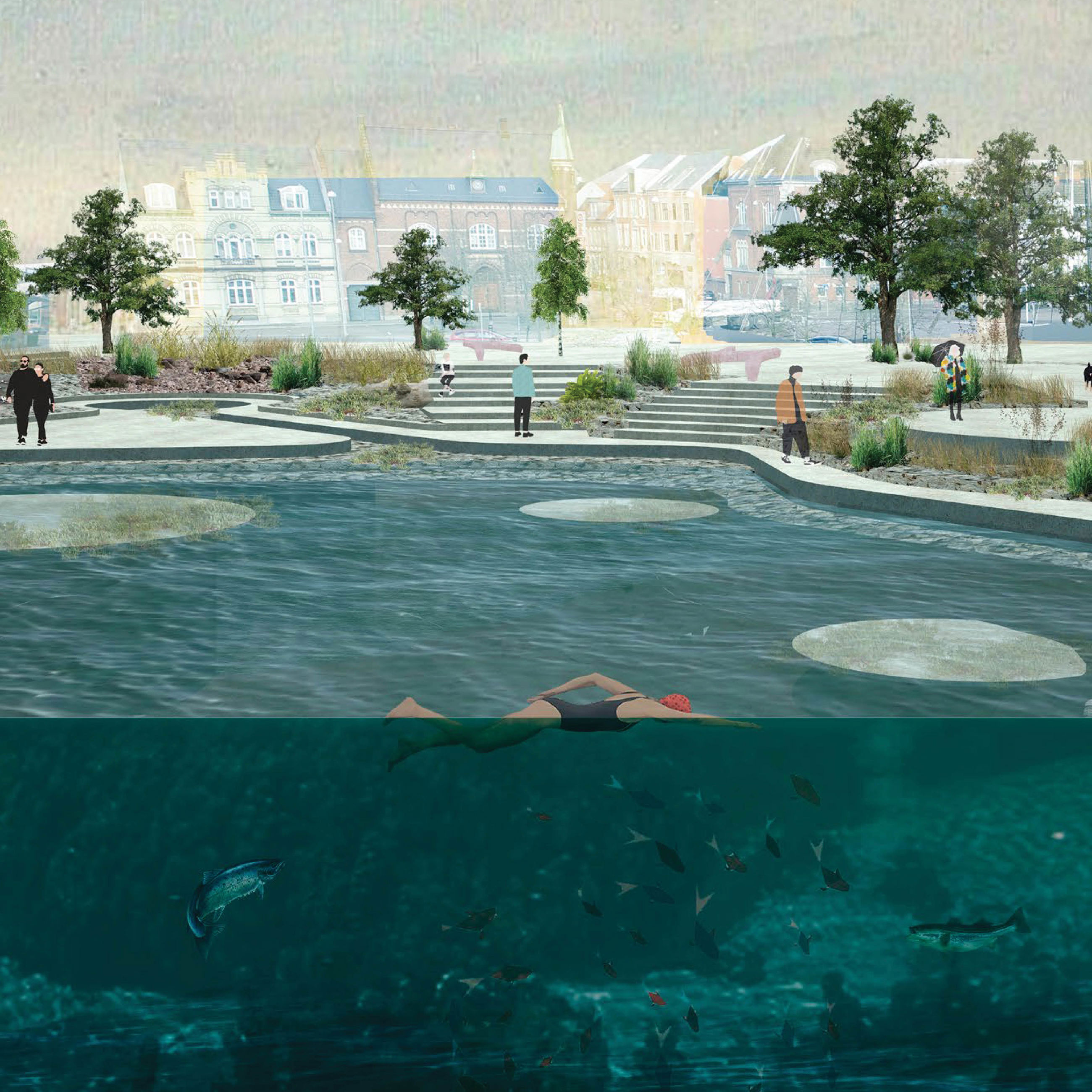 Vinderforslaget Membranen kommer fra de to landskabsarkitekter Josephine Philipsen og Andrés Hernández Wiliamson og kunstneren Louisa Brando.