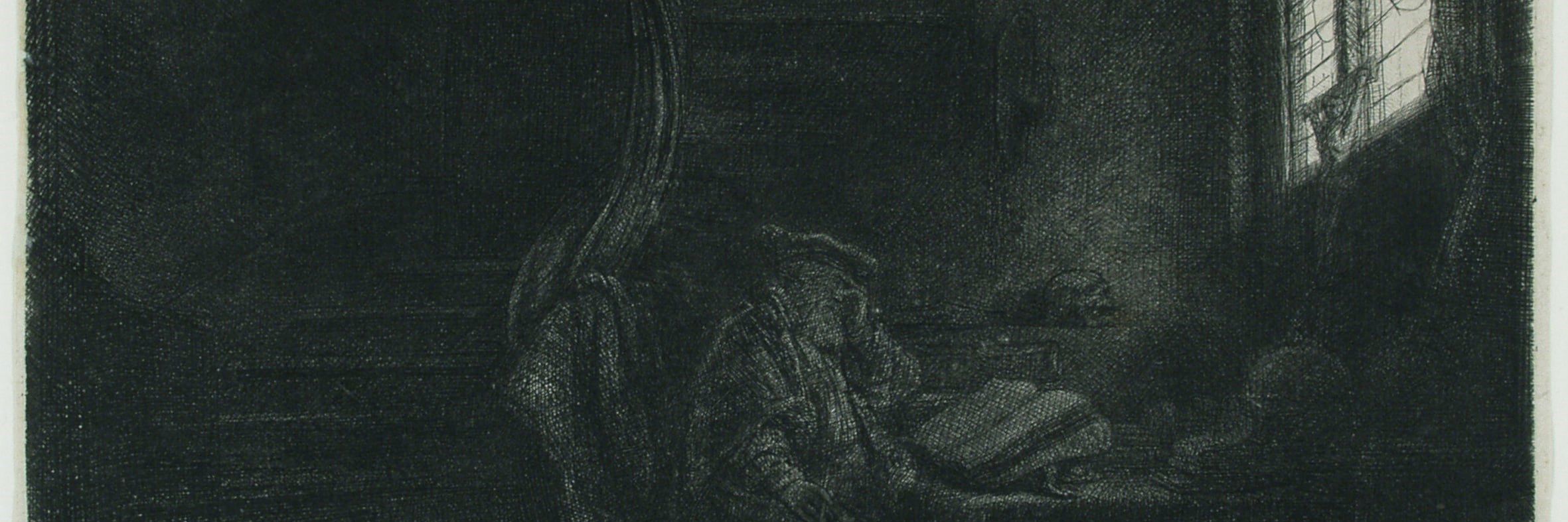 Rembrandt van Rijn. Den hellige Hieronimus i et mørkt kammer, 1642. Radering. Vejle Kunstmuseum.